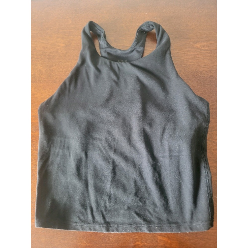 Athleta Girl Racer Back Tank Black Size L 12 Crop Athletic Gym Cheer shelf bra